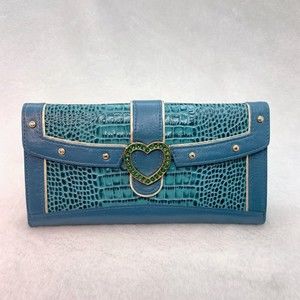 Lovcat Paris Wallet Light Blue Crocodile Print Vintage Y2K